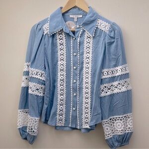 PASTEL Embroidered Detail Button Down Shirt